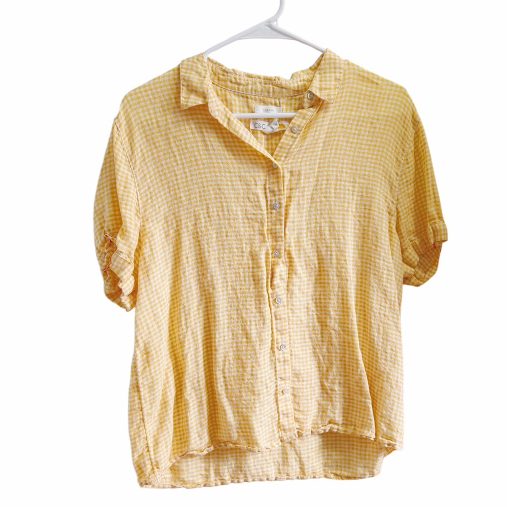 C&C California Yellow Checkered Linen Shirt